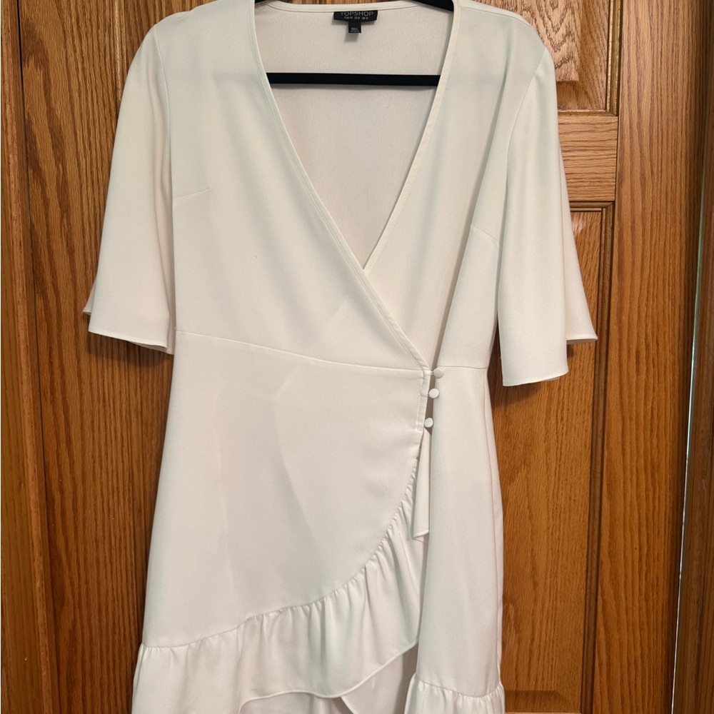 Topshop Ruffle White Mini Dress